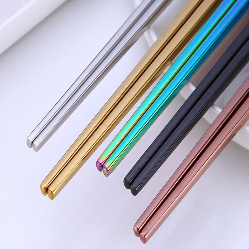 Stainless Steel Chopsticks,Reusable ,Dishwasher Safe , Easy to Use（5 PCS,golden）