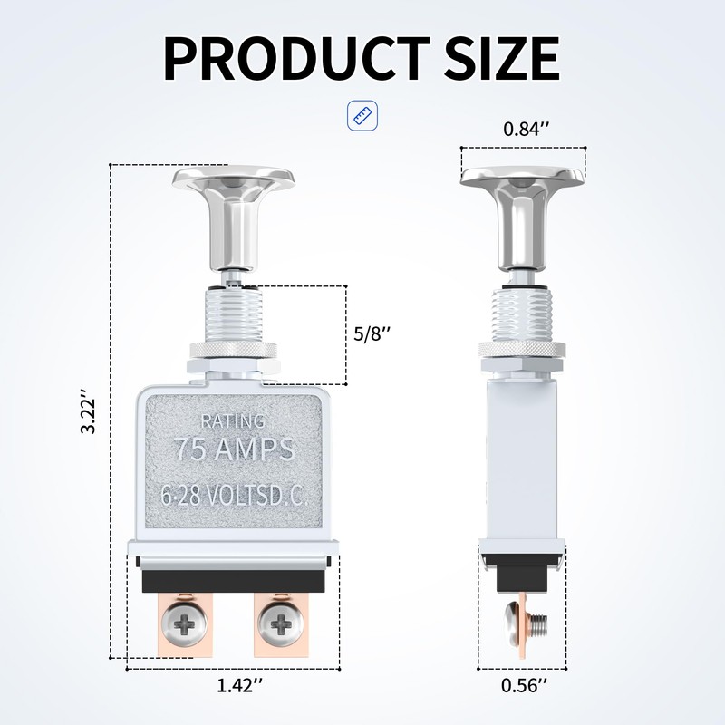 Joinfworld Push Pull Switch Heavy Duty 75 Amp Pull Switch
