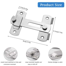 Eastrise Door Lock Bolts, 304 Stainless Steel Bedroom Door Lock with Screws. Bolt Lock for Bathroom, Bedroom, Shed, Garden, Toilet (Large - 2PCS)