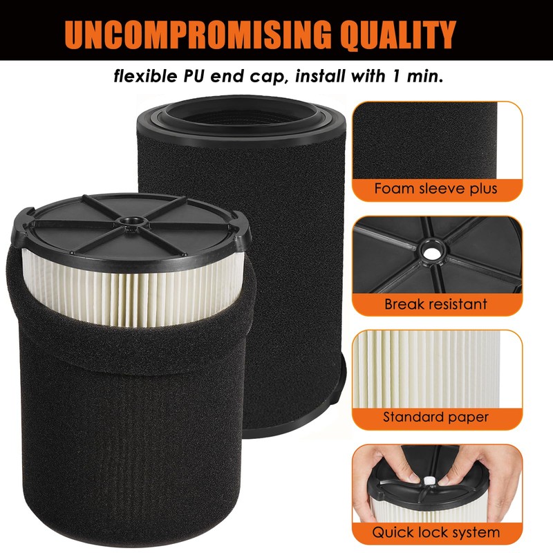 LVJUSEN VF4000& VF7000 Replacement Filter fits Ridgid Shop Vacuums 5-20