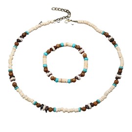 COLORFUL BLING Surfer Brown Coconut Puka Shell Necklace Seashell Beads Beach Heishi Summer Jewelry for Men and Women-6
