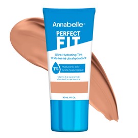 Annabelle Perfect Fit Ultra-Hydrating Tint, Medium Tan, Lightweight Tinted Veil, with Hyaluronic Acid, Waterproof, Long-Lasting, Cruelty-Free, Vegan, Oil-Free, Paraben-Free, Non-Comedogenic, 30 mL