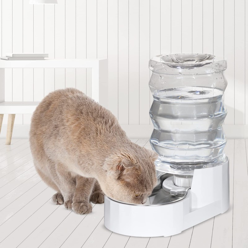 RIZZARI Pet Water Bowl Dispenser: 4L Automatic Stainless Steel Gravity