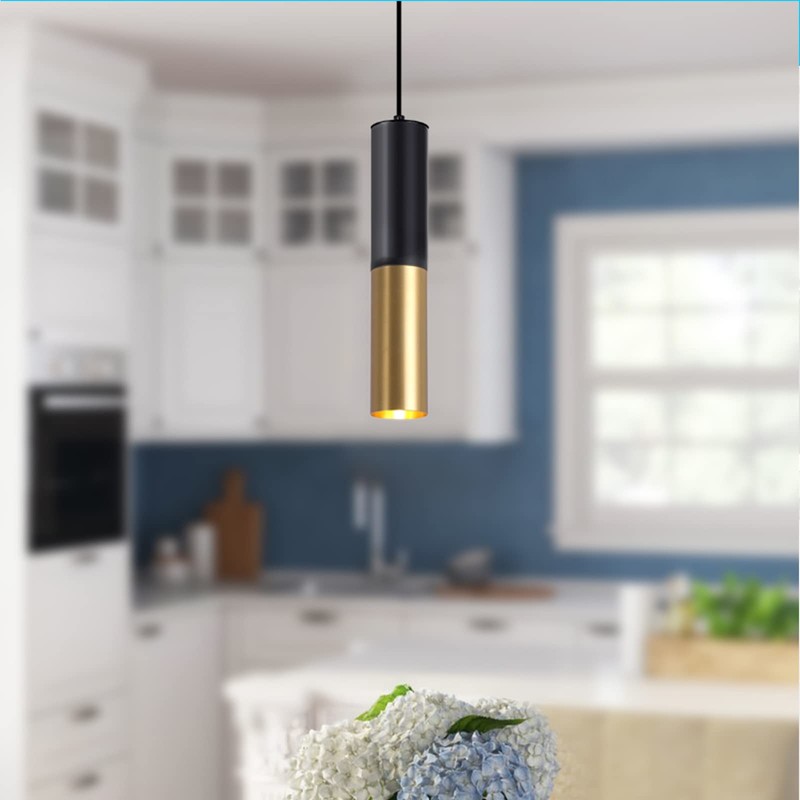 Omgomne Modern Pendant Light Fixture Kitchen Island,1-Light Black Gold GU10
