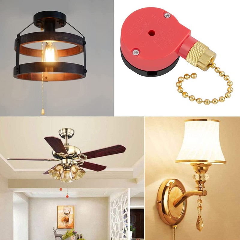 ZE-208s Ceiling Fan Switch, 3 Speed 4 Wire E89885 Pull