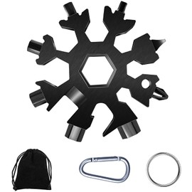 FZENeast Christmas Stocking Stuffer, 1 PCS 18-in-1 Stainless Steel Snowflake Standard Multitool, Dad Gifts for Men, Christmas Gift (Black)