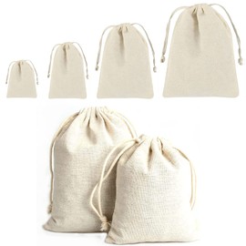 AcbbMNS 50pcs Cotton Muslin Bags 6 x 8 Inch Reusable Drawstring Bags Tea Storage Pouches Bulk Linen Jewellery Gift Bags for Party Wedding Home Supplies Storage