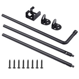 36" Heavy Duty Cane Bolt Gate Drop Rod, Ground Latch Solid Steel Gate Hardware for Wood PVC Vinyl Metal Fences Gates Double Doors, Black-1PCS