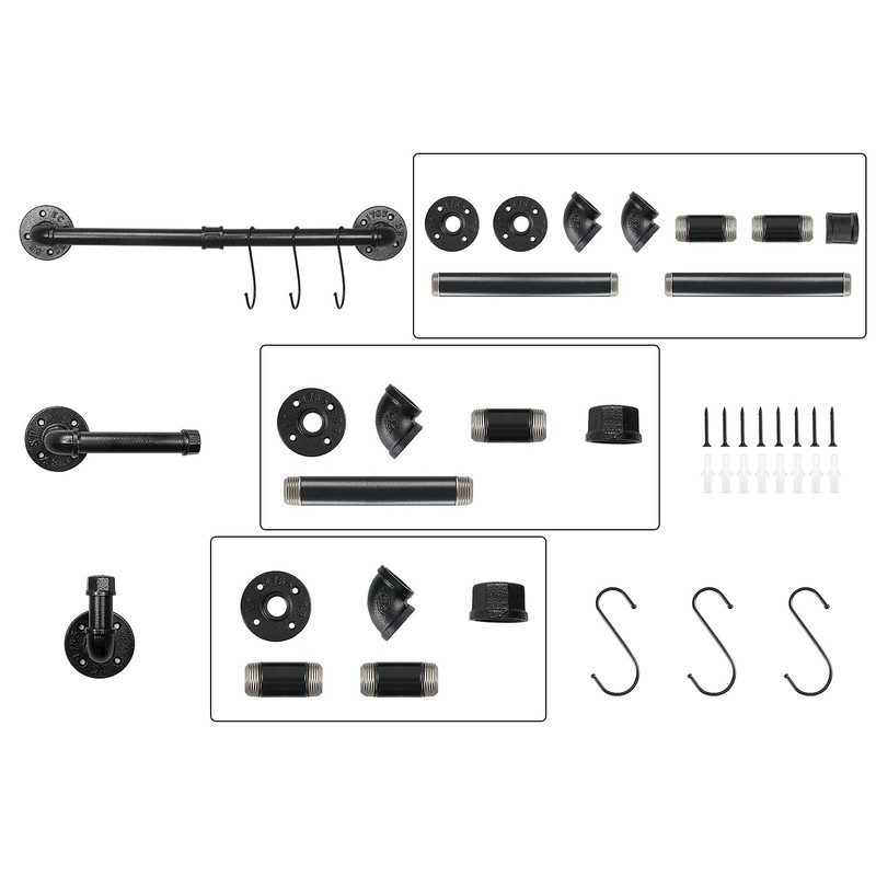 Livabber 5 Pieces Industrial Pipe Bathroom Towel Rack Set, Bathroom