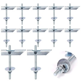 Swpeet 12Pcs Heavy Duty M6×100mm Plasterboard Fixings Toggle Bolts Drywall Anchors, Tiltable Plasterboard Wall Plug Kit, Tilt Pins with Washer and Nut Folding for Hanging Heavy Items on Drywall