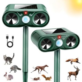 2026 New Solar Ultrasonic Animal Repeller Sonic Deer Repellent Devices -2 Pack Waterproof Motion Sensor Animal Deterrent Devices Outdoor Cat, Rabbit, Skunk, Squirrel,Racoon Repellent for Yard Garden