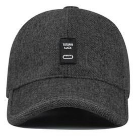 Clakllie Baseball Cap Men's Winter Warm Wool Fleece with Ear Flaps Peaked Cap Outdoor Sports Cap Men's Winter Autumn, C-GSDT5-Black
