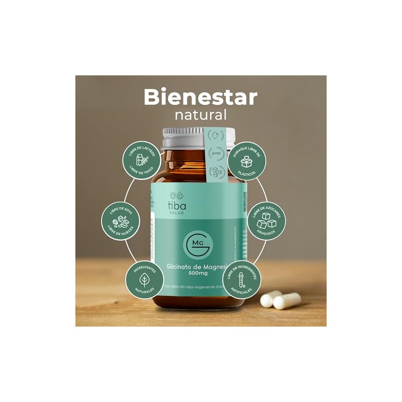 Glicinato de Magnesio 500mg Cápsulas Veganas TIBA SALUD
