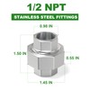 TAISHER 1PCS 304 Stainless Steel Union, 1/2" NPT Female Cast