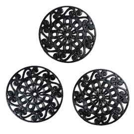 Trademark Innovations Decorative Cast Iron Metal Trivet (Black)