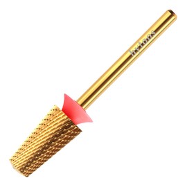 HYTOOS Fine Safety Tapered Nail Drill Bits,Titanium Coating Rounded Top Barrel Carbide Nail Bits, 3/32 Two-way Rotate, Manicure Nails Art Accessories Soft Gel Remover (F, titanium)