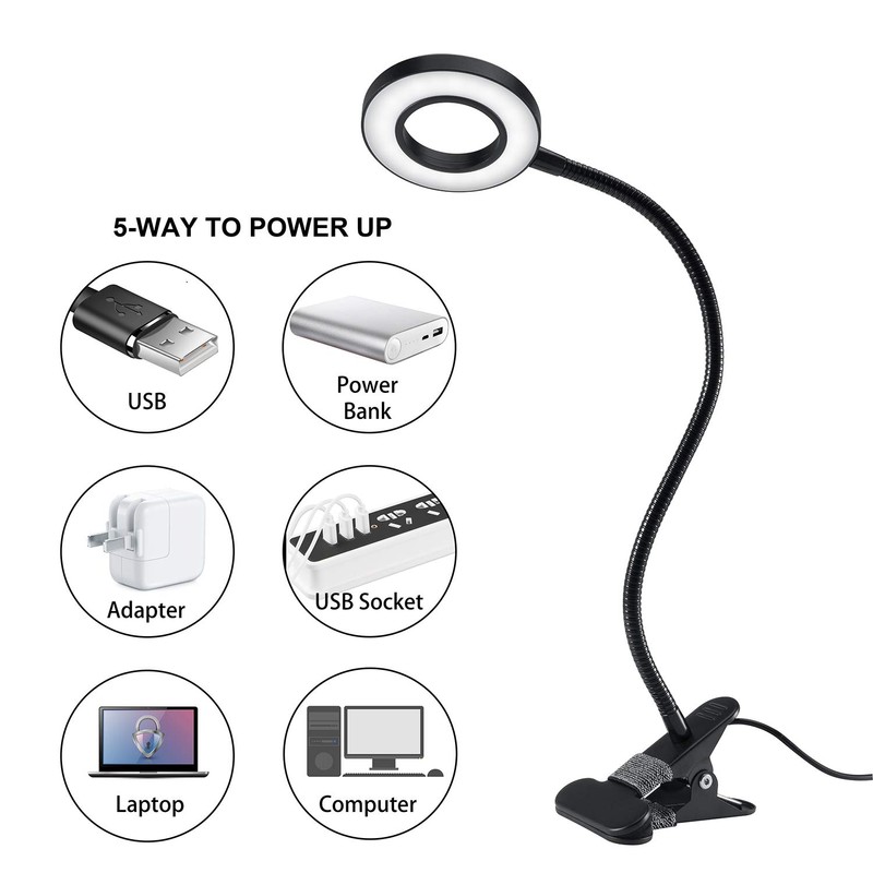 Clip Light Reading Lights - QQAPPU 24 LED Clamp-on Desk