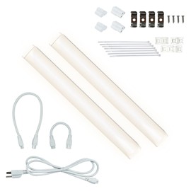 CLEANLIFE AC-Powered LED Light Bar Under Cabinet Shelf Light Kit – Includes 2 Light Bars, 1 AC Cord, 2 Brackets – 120VAC, 2700K, TRIAC Dimmable, Frosted Cover (8 inch)