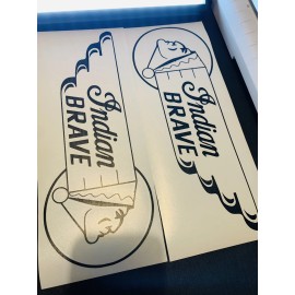 Unbranded Indian Brave OEM Vintage Motorcycle Gas Tank Decals 2PC Set New OEM Outline
