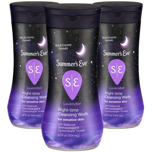 Summer's Eve Cleansing Wash, Lavender Night-Time, 12 oz, 3 Pack