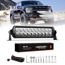4WDKING LED Light Bar 10 inch Dual Row Light Bar with DT Connector Wiring Harness Kit 90W Flood and Spot Combo Beam Work Light for Truck Cars ATV UTV Boat