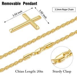 JADE KOS Cross Necklace for Men 14K Gold Cross Necklaces Chain for Men Paired with 3.5MM Twist Chain Power of Minimalism Mens Crosses Necklace Pendant 20in