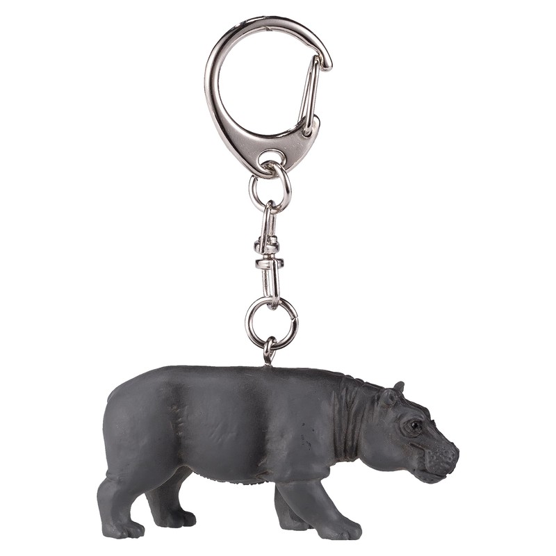 Mojo 387489 Hippo Animal Figure Keychain, gray
