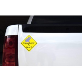 StickerTalk Hippo Lover on Board Vinyl Sticker, 6 inches by 6 inches
