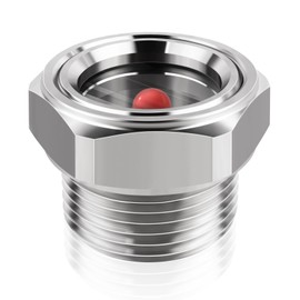 FANOVO 3/4" NPT Stainless Steel Air Compressor Sight Glass with Red Float Ball, Oil Level Sight Glass Replacement Site Plug for Easy Level Checks on Compressors & Water Tanks