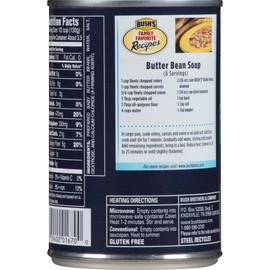 BUSH'S BEST Canned Baby Butter Beans (Pack of 12), Source of Plant Based Protein and Fiber, Low Fat, Gluten Free, 15.5 oz