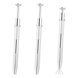 3 Pack 4 Claw Jeweler's Pick Up Tool 4 Prongs Holder Diamond Claw Tweezers BGA Chip Pick for Small Parts Pickup, Tiny Objects Ic Chips Electronic Components (Silver)