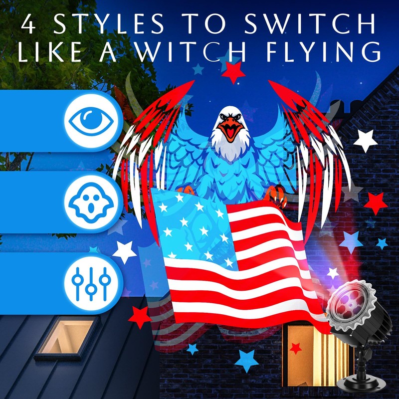 Lingvee Independence Day Projector Lights 4th of July Projector Patriotic