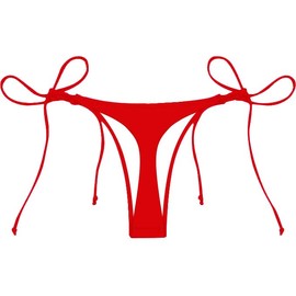 Kepblom Women's Thong Bikini Bottoms: String Tie Side Bathing Suit Bottoms, Red, M