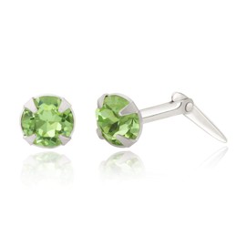 Sterling silver 3.5mm round Peridot crystal Andralok stud earrings/Gift box