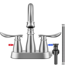 Hiqufet Bathroom Faucets, 4 Inch Centerset Faucet for Bathroom Sink 2 or 3 Hole, 2 Handle Bathroom Sink Faucet with Pop-up Drain, Llaves para Lavamanos de Baño, Modern Vanity Faucet (Brushed Nickel)