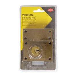 Cogex 647441 Double Exterior/Interior Door Security Lock/Cylinder Diameter 25 mm/Comes with 3 Keys and Screws, NC