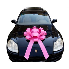 Giant Car Bow 30" - Red | Non Scratch Magnet & Weather Resistant Vinyl Car Bow (Pink Vinyl - 1 Pcs)