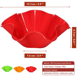Koluti Nonstick Silicone Tortilla Shell Maker Set of 3, Colorful Taco Salad Bowl Mold, Baking Pan Tostada Baker for Kitchen, Microwave & Dishwasher & Oven Safe (Red Orange Green)