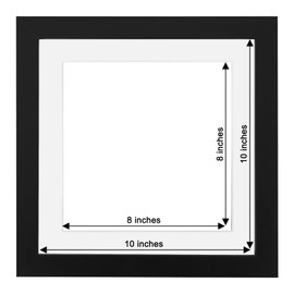 Fabian Clarke London® Modern Black Square 10x10 Picture Photo Frame with 8x8 White Mount Wall Hung or Freestanding