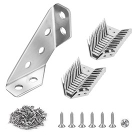 PlusRoc 12-Pack Universal Stainless Steel Furniture Corner Connectors with Screws - Heavy Duty Triangular Support Brackets for Wood Furniture, Drawers, Cabinets, Tables, and Chairs