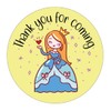 40mm Princess "Thank You for Coming" Round Party Stickers for