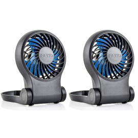 Treva 3.5 Inch Portable Desk Fan with USB Port - Small, Compact, Powerful Airflow, AC Adapter Included - 2 Pack