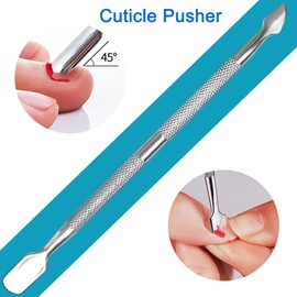 HIFAU 2PCS Premium Nail Design Tools, Professional Stainless Steel Cuticle Pusher, Nail Scraper, Nail Dotting Pen(Diameter 0.07inchs) and Triangle Gel Nail Polish Removal Tool for Women