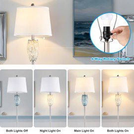 Lovlast Modern Floor Lamp for Living Room, Bedroom, Stained Glass Coastal Lamp for Living Room Decor, Mid Century 65" Tall Standing Lamp with Nightlight, Corner Stand Up Light (Bulb Included)