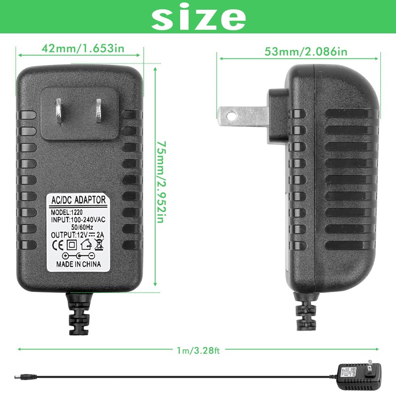 12V 2A DC Power Supply Adapter Charger for Guitar Pedal