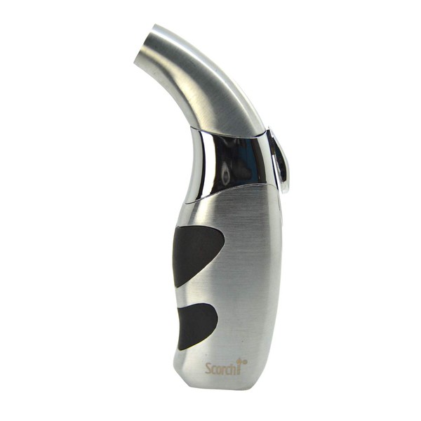 Scorch Torch Butane Satin Finish Stainless Steel Curved Refillable Lighter (Silver)
