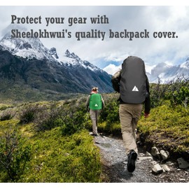 sheelokhwui Waterproof Backpack Rain Cover, Heavy-Duty Nylon Pack Cover with Upgraded Double Adjustable Closure System and a Carry Pouch for Hiking, Cycling, Camping, Outdoor (Dark Gray, S, 15-25L)