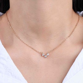Cimenexe Bohemian Crystal Star Choker Necklace Gold Star Pendant Necklace Minimalist CZ Star Chain Necklace Rhinestone Star Collar Necklace Jewellery for Women, Zinc, No Gemstone