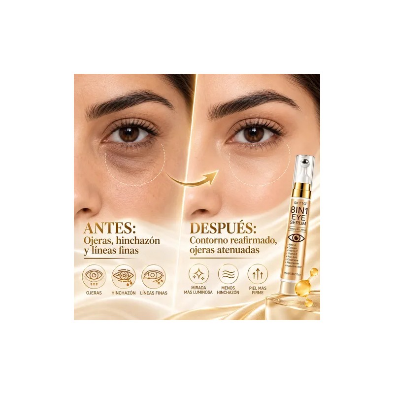 Suero Para Ojos Retinol Colágeno Cafeína Péptidos 15ml 2pcs