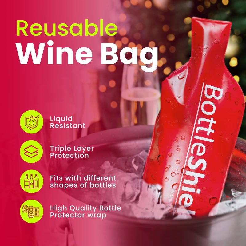 3 Pack Reusable Wine Protector Travel Bag by Bottle Shield